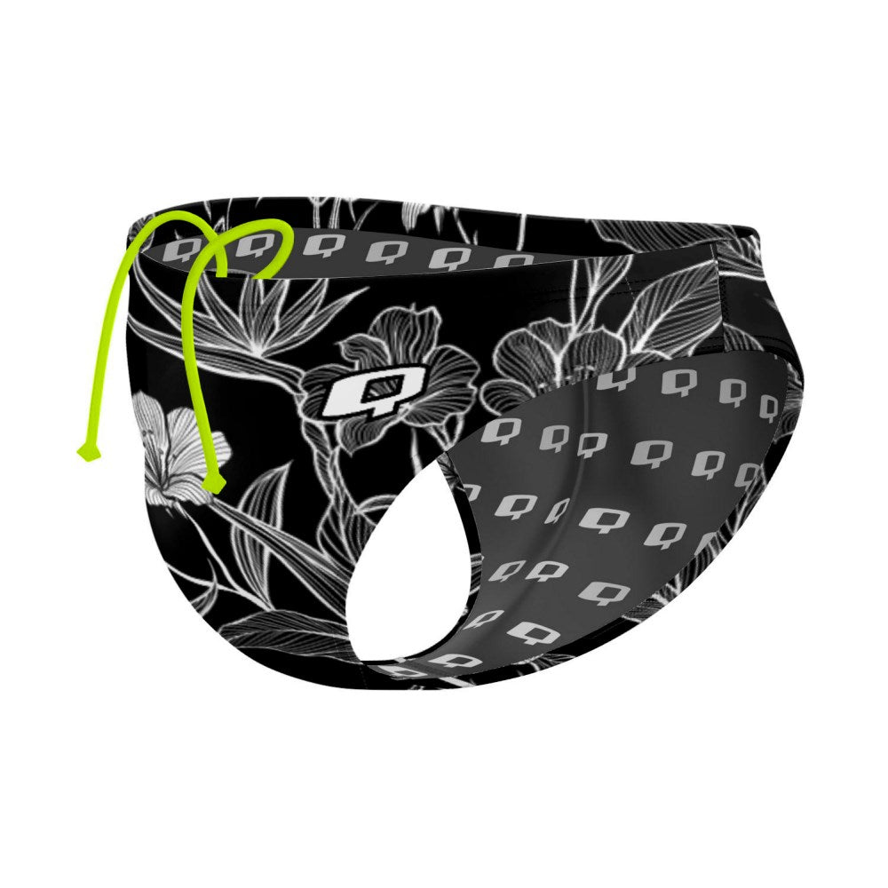 Black and White Flower Waterpolo Brief