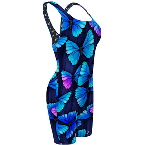Blue Butterfly - Classic Strap Long Knee Women Jammer
