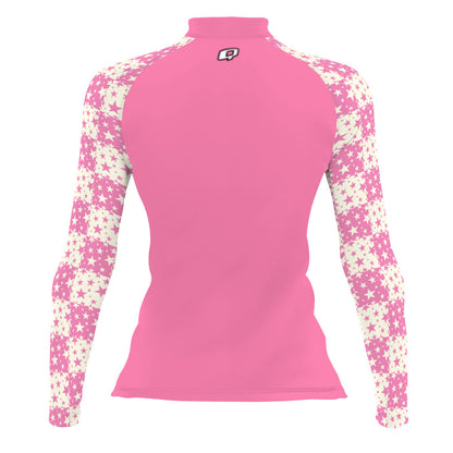 Pink Plaid Stars - Women's Surf UPF50+ Long Sleeve Rash Guard