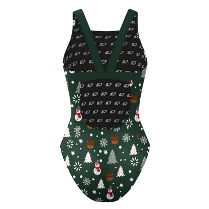 Green Xmas Classic Strap Swimsuit