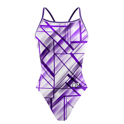 Purple GeoGem - Sunback Tank Swimsuit