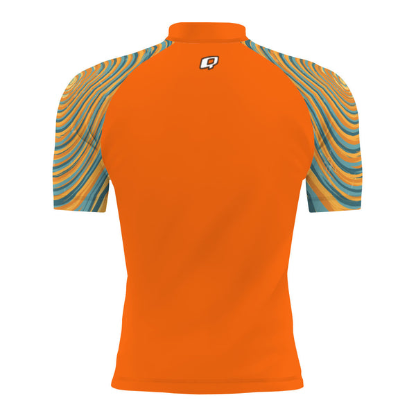 Blue and Yellow Sunset - Men's Surf UPF50+ Short Sleeve Rash Guard