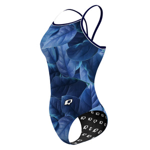 Blue Winter Leaves - Sunback Tank Swimsuit