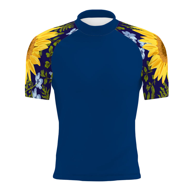 Blue Sunflower - Men's Surf UPF50+ Short Sleeve Rash Guard