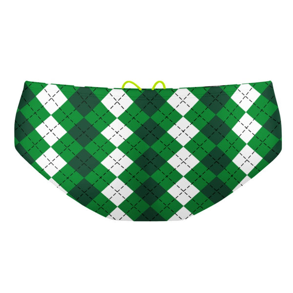 Green Plaid Classic Brief Swimsuit