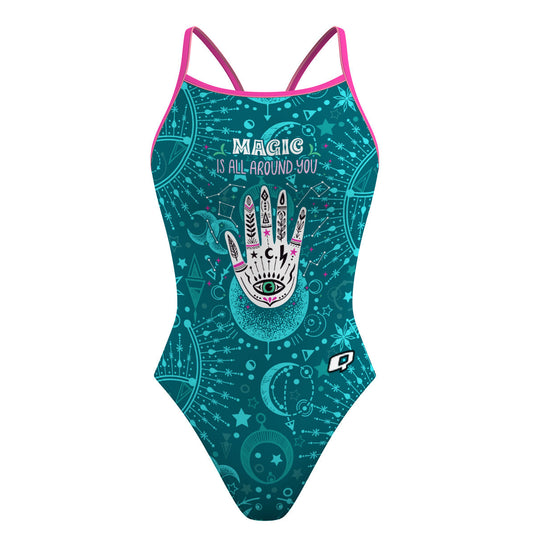 Cosmic Teal Magic- Skinny Strap Swimsuit