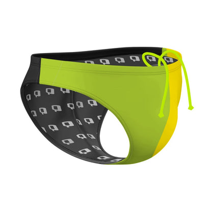 Tricolor Black, Green and Yellow Waterpolo Brief