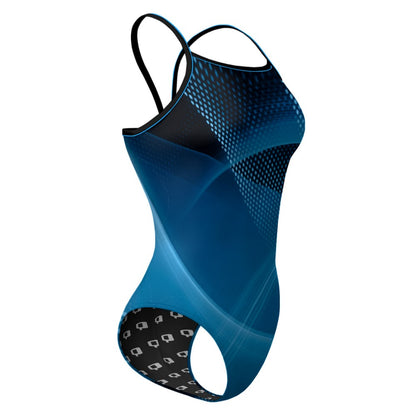 Blue Matrix Abstract - Sunback Tank Swimsuit
