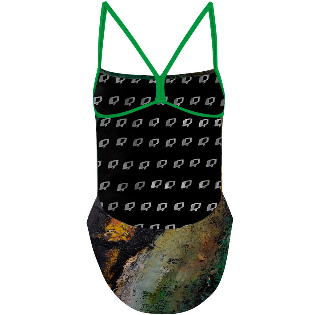Green Oil On Canvas - "Y" Back Swimsuit