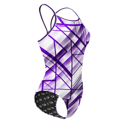 Purple GeoGem Skinny Strap Swimsuit