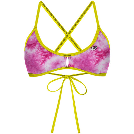 Tie Dye Pink Demi Tieback Bikini Top