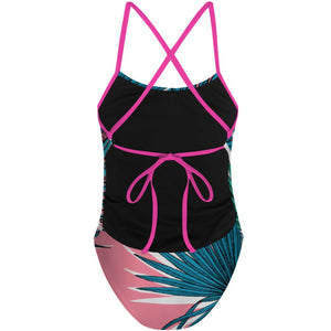 Pink Palm - Tieback One Piece Swimsuit