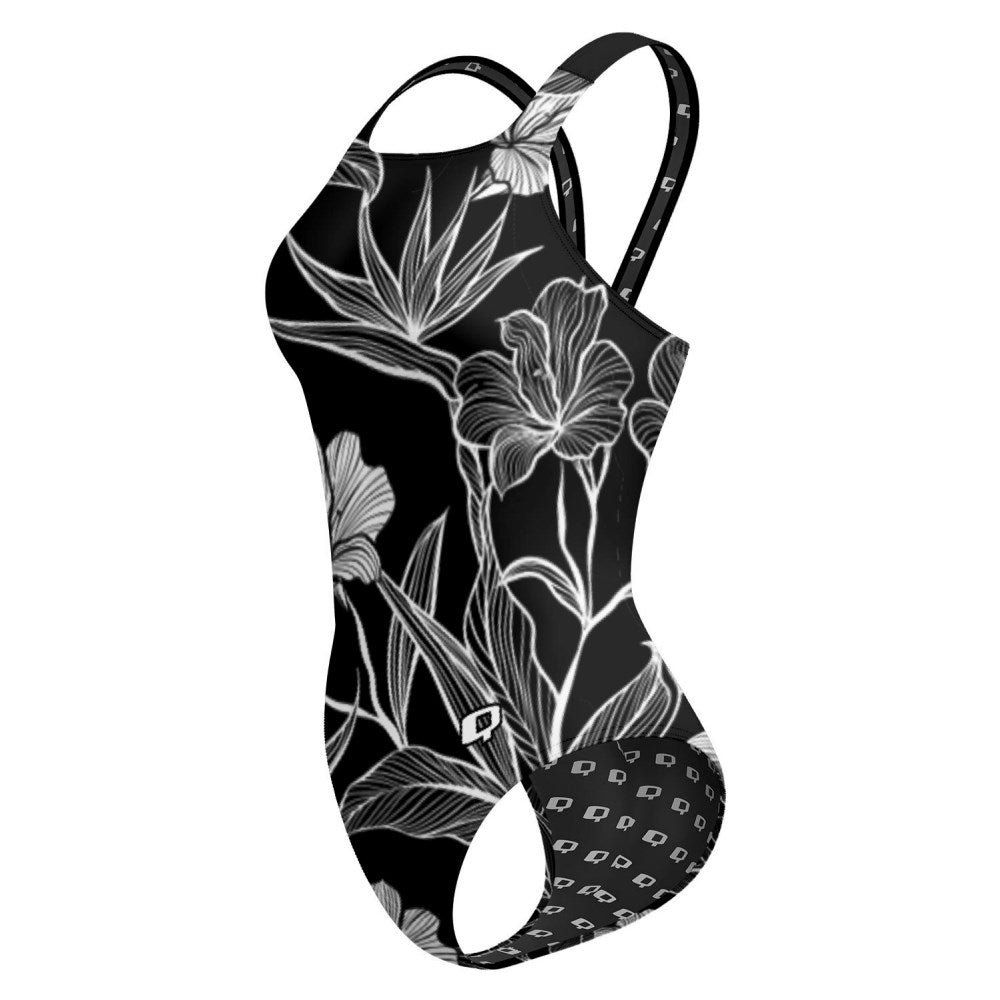 Black and White Flower Classic Strap