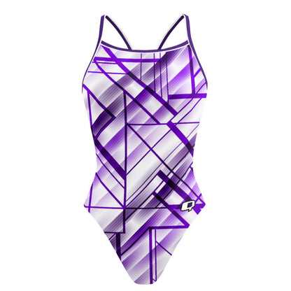 Purple GeoGem Skinny Strap Swimsuit