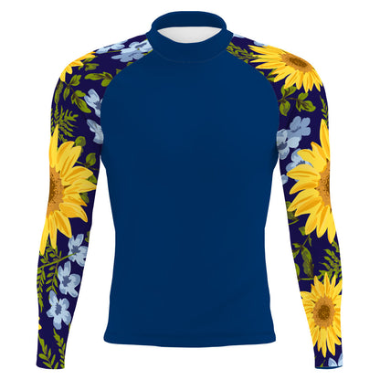 Blue Sunflower - Men's Surf UPF50+ Long Sleeve Rash Guard