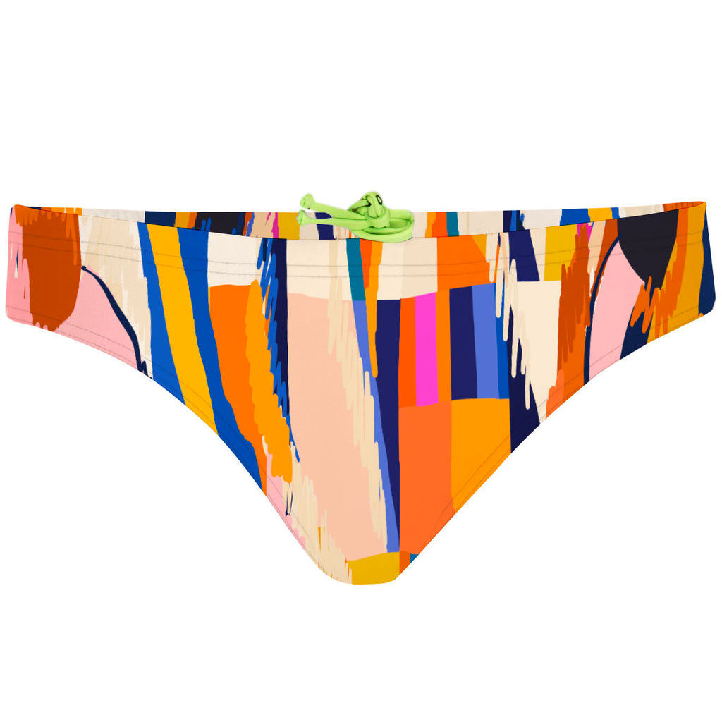 Sunset Orange Squares - Bandeau Bikini Bottom