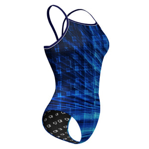 Oblique Blue - Sunback Tank Swimsuit