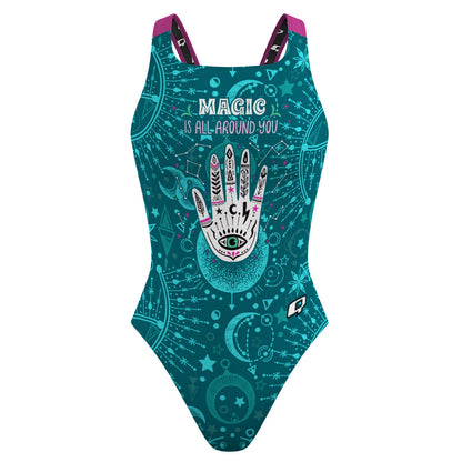 Cosmic Teal Magic- Classic Strap Swimsuit