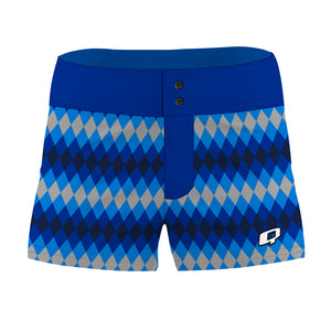 Royal Blue Rhombus Pattern  Women Board Shorts