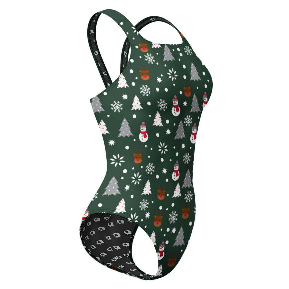 Green Xmas Classic Strap Swimsuit