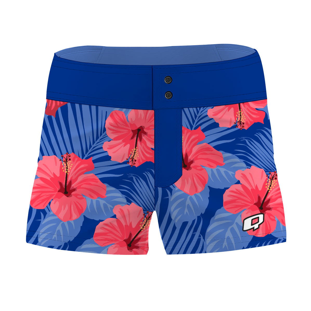 Blue Tropical Flowers Women Board Shorts
