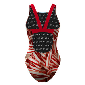 Candy Cane Classic Strap Swimsuit