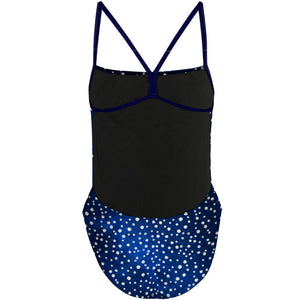 Polka blue "Y" Back Swimsuit