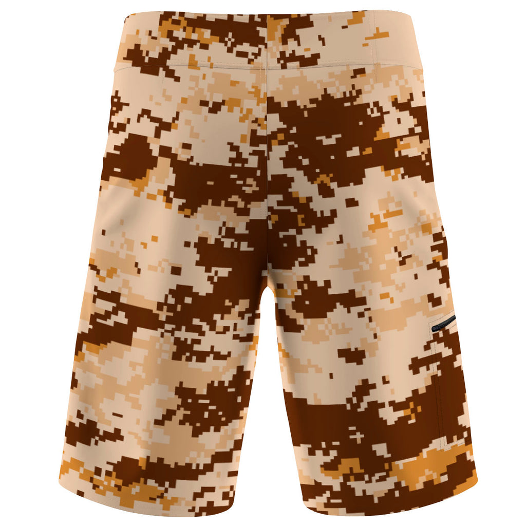 Brown Camouflage Men Board Shorts
