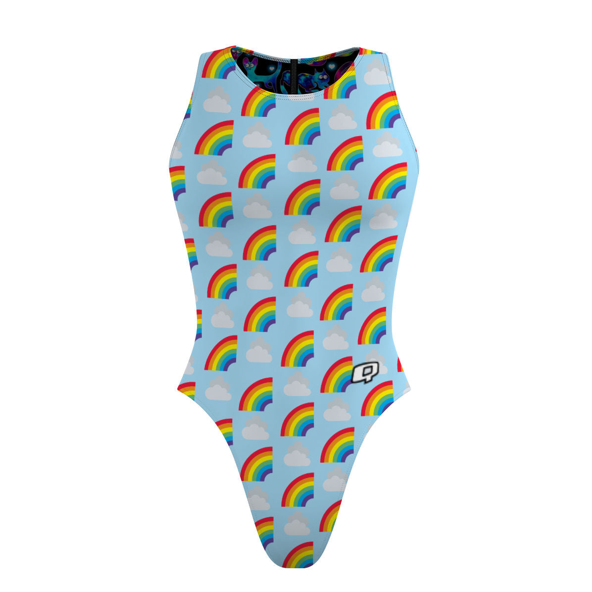 Head In The Clouds/Space Kitties - Women Waterpolo Reversible Swimsuit Cheeky Cut