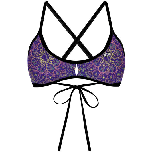 Purple Mandala Demi Tieback Bikini Top