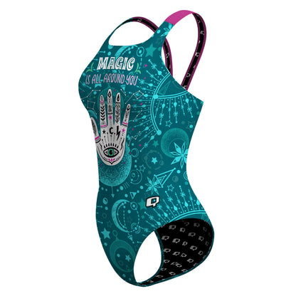 Cosmic Teal Magic- Classic Strap Swimsuit