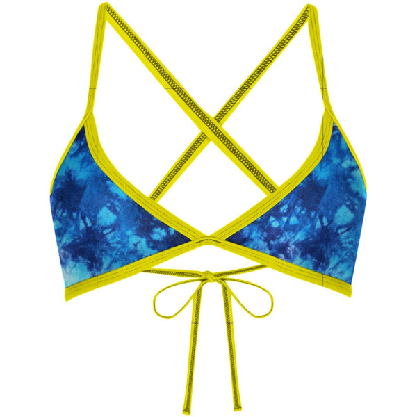 Tie Dye Blue Tieback Bikini Top