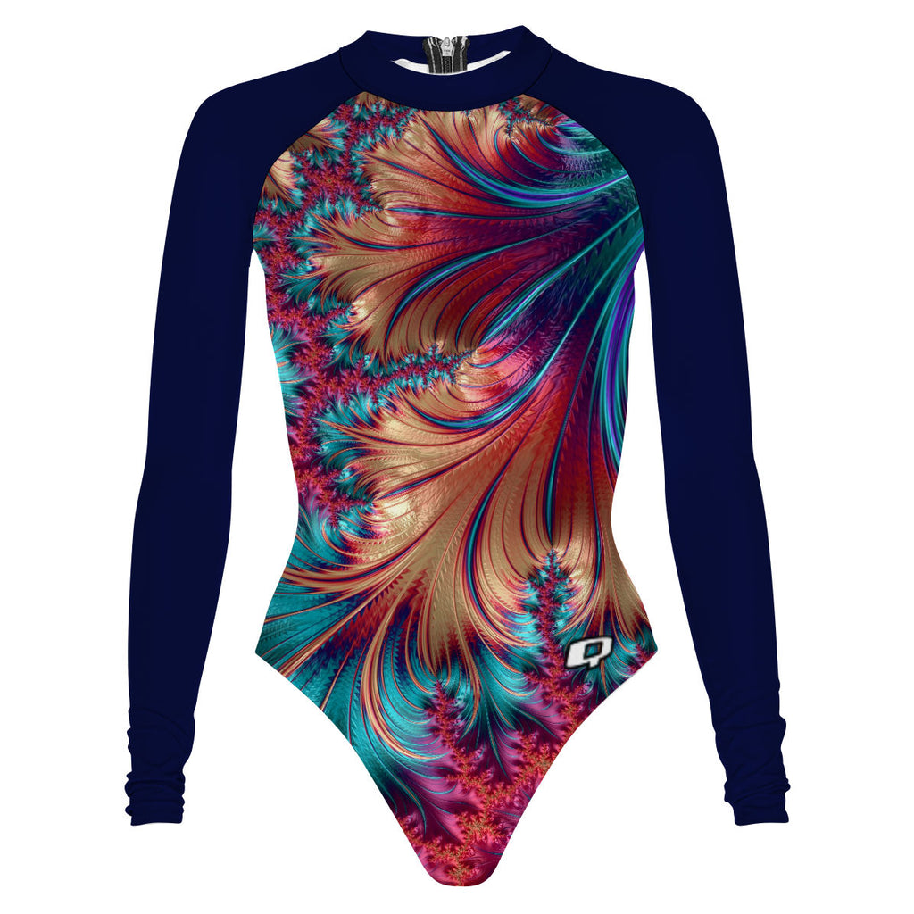 Fibonacci Feathers (dark sleeves) - Surf Swimming Suit Classic Cut