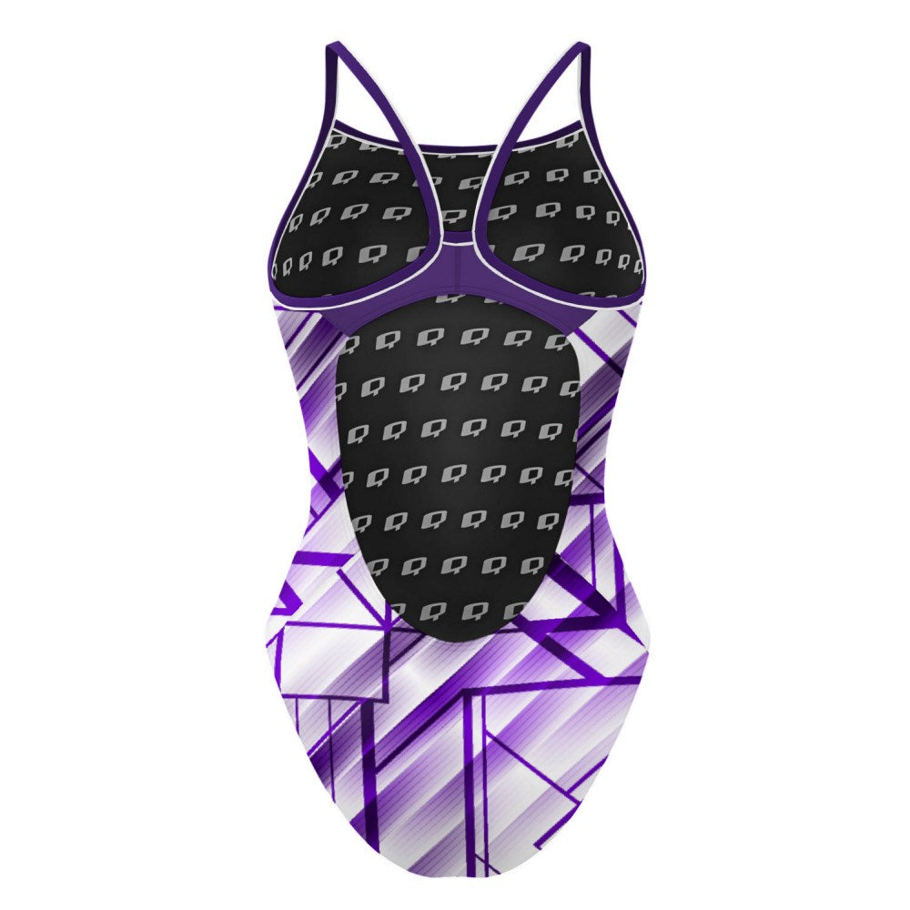 Purple GeoGem Skinny Strap Swimsuit