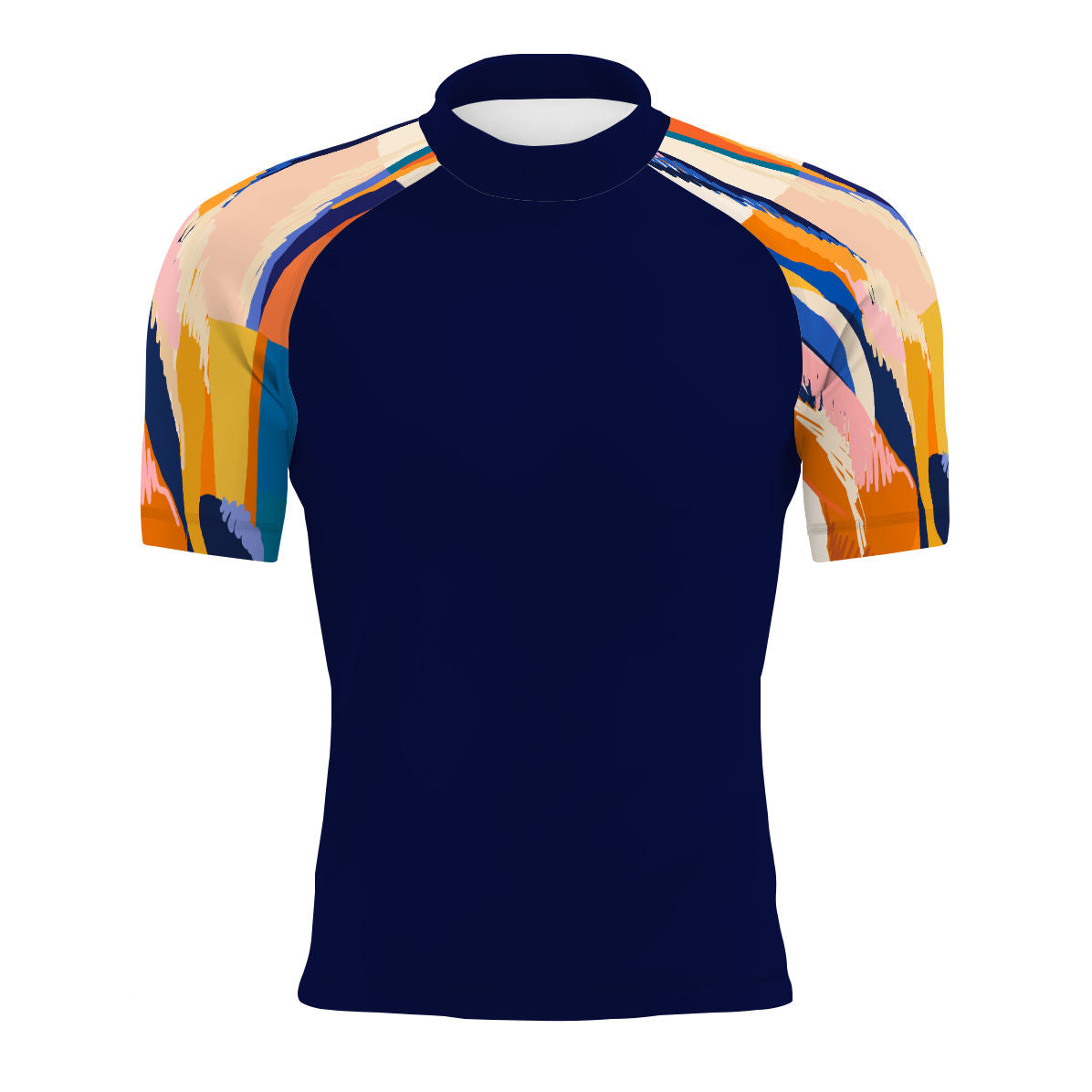 Sunset Orange Squares - Men's Surf UPF50+ Short Sleeve Rash Guard