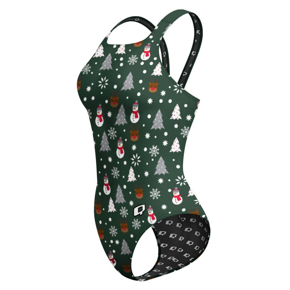 Green Xmas Classic Strap Swimsuit