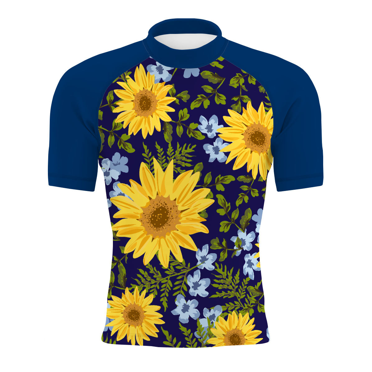 Blue Sunflower - Men's Surf UPF50+ Short Sleeve Rash Guard