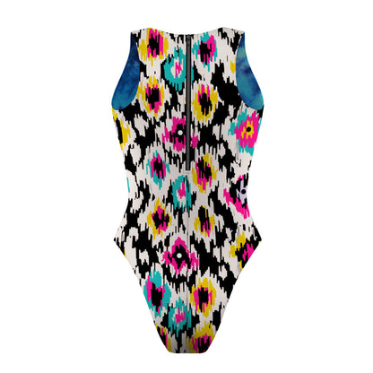 Tie Dye Blue/Flor - Women Waterpolo Reversible Swimsuit Cheeky Cut