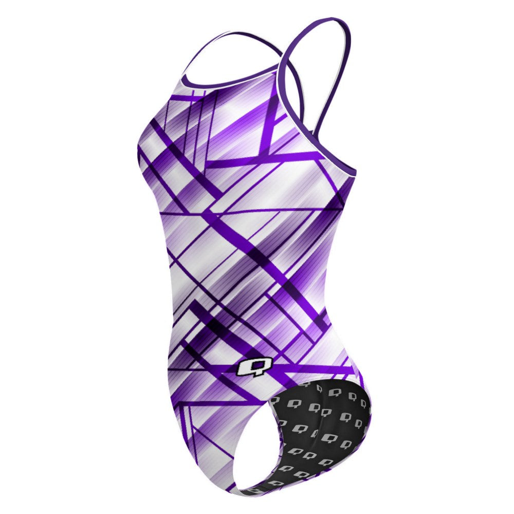 Purple GeoGem Skinny Strap Swimsuit