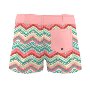 Pink Tribal Stripes Women Board Shorts