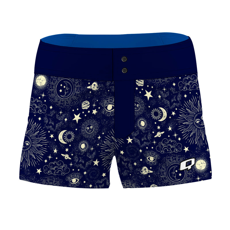 Navy Blue Starry Night Women Board Shorts