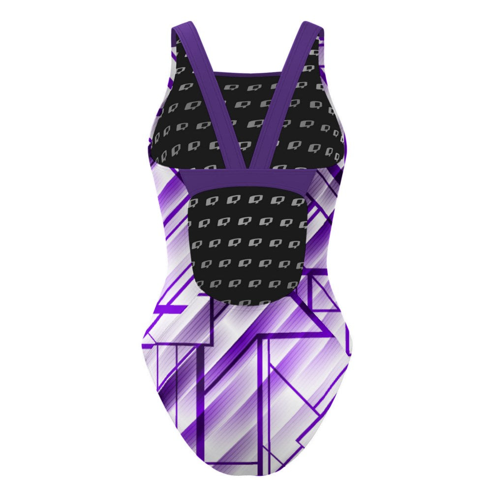 Purple GeoGem Classic Strap Swimsuit