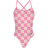 Pink Plaid Stars - "X" Back Swimsuit