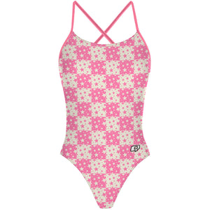 Pink Plaid Stars - "X" Back Swimsuit