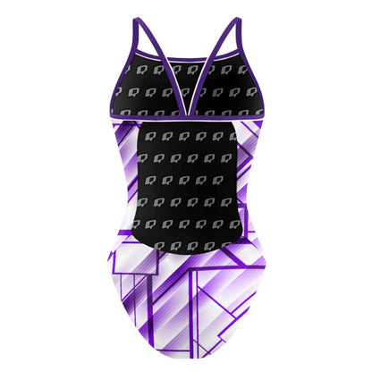 Purple GeoGem - Sunback Tank Swimsuit