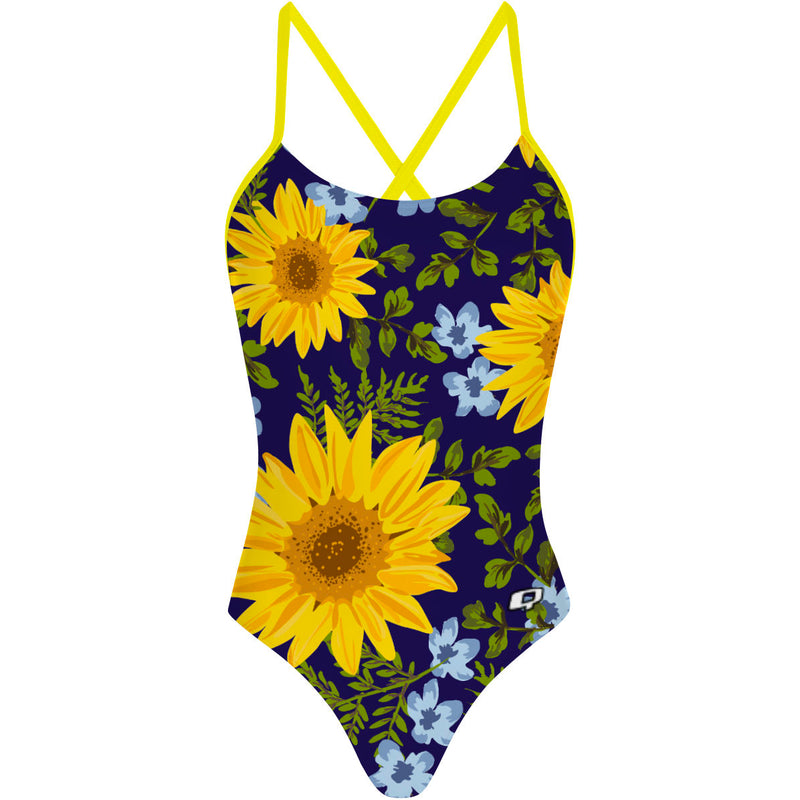 Blue Sunflower - Tieback One Piece Swimsuit