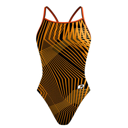 Orange Beam Skinny Strap Swimsuit