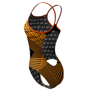 Orange Beam Skinny Strap Swimsuit