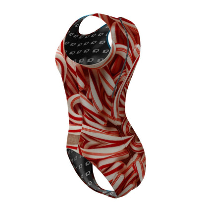 Candy Cane - Women Waterpolo Swimsuit Classic Cut