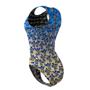 Turtle Trot - Women Waterpolo Swimsuit Classic Cut